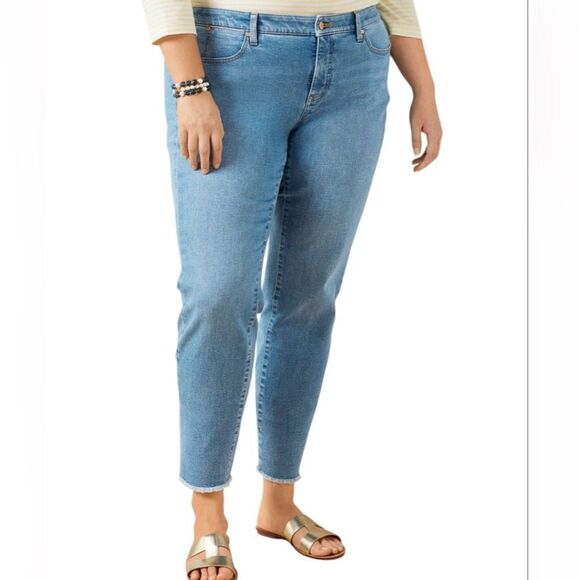 Talbots Denim - Talbots Slim Ankle Jeans Flores Wash Fringe Hem Size 22W New with tags